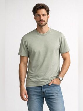Vestimenta Italian Made Sage Green Minimalist Cotton Tee